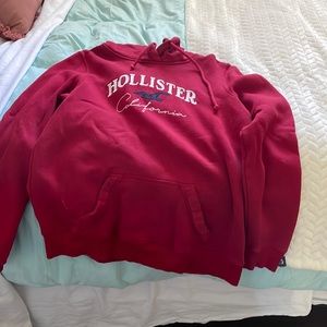 Red hoodie, hollister.